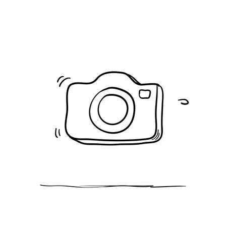 Photo camera vector icon with handdrawn doodle style vector isolated on whiteのイラスト素材