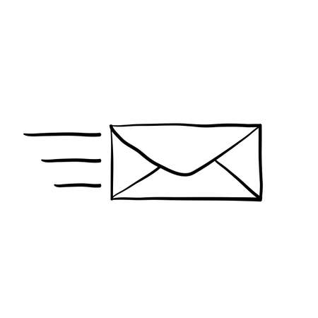 send mail illustration icon with handdrawn doodle styleのイラスト素材