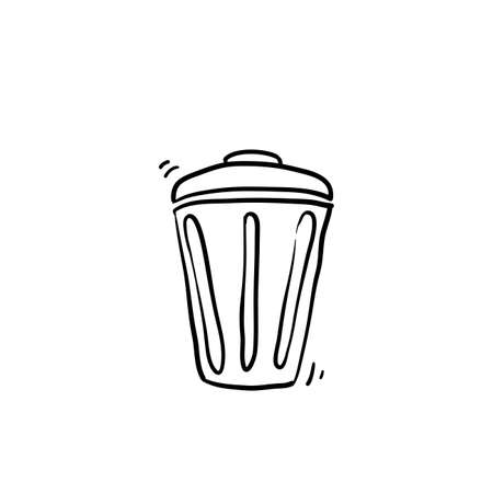 trash can illustration with handdrawn doodle style vectorのイラスト素材