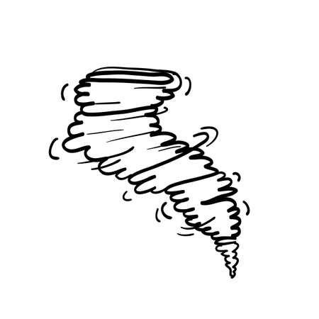 Wind icons nature, wave flowing illustration with hand drawn doodle cartoon style isolated on white backgroundのイラスト素材