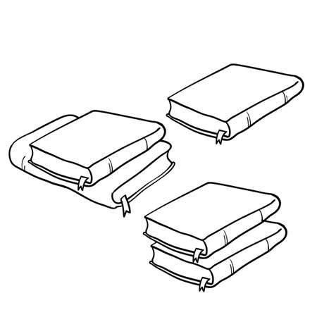 Stack of books sketch.hand Drawings engrave pile of old vintage dictionary and study research book vector doodle education stacked library literature illustration with cartoon doodle styleのイラスト素材