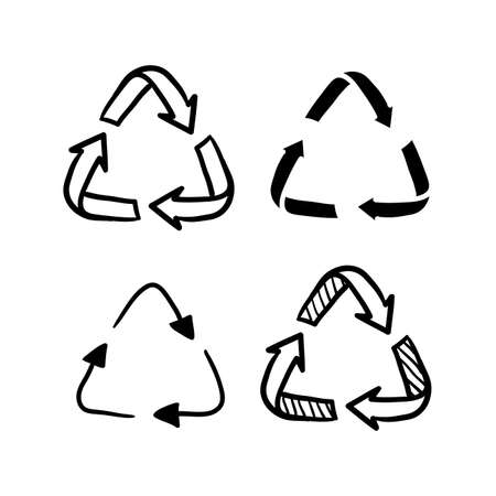 recycling doodle icon symbol illustration isolated on whiteのイラスト素材