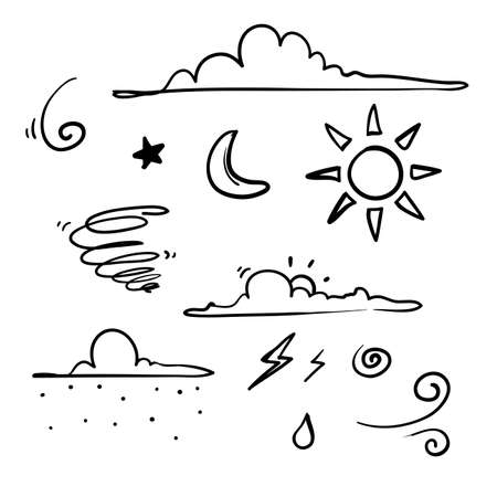hand drawn doodle weather element illustration cartoon styleのイラスト素材