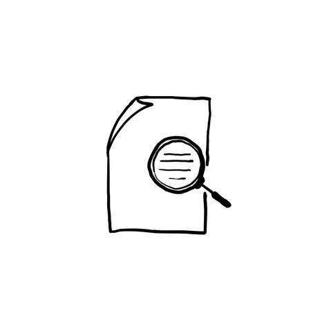 hand drawn Document inspection icon. Linear design symbol with thin line and doodle style vector style.のイラスト素材