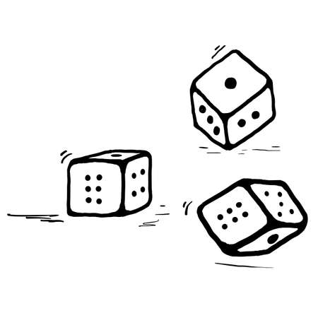 hand drawn dice illustration with doodle style vectorのイラスト素材