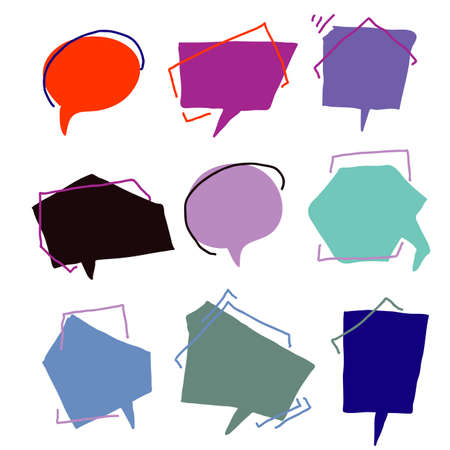 hand drawn Quotes frames. Quote remark, mention quotations frame and text template. Talk remark quotation frames, citation memo or dialog box bubble. doodle art vectorのイラスト素材