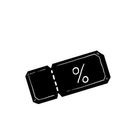 hand drawn shopping voucher or Discount ticket icon Vector illustration with doodle styleのイラスト素材