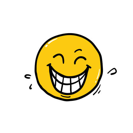 hand drawn big happiness Fun thoughts emoji.face emotion smiley lip symbol Draw smiling lips doodleのイラスト素材