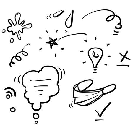 hand drawn doodle element illustration icon collection vectorのイラスト素材