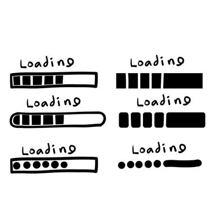 hand drawn doodle loading bar icon illustration vector isolatedのイラスト素材