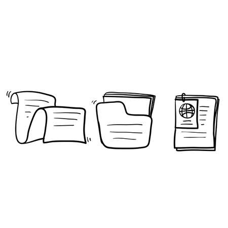 Simple Set of Documents Related Vector Line Icons with hand drawn doodle style vector isolatedのイラスト素材