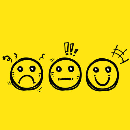 hand drawn doodle Quality and feedback emoticon illustration vector isolatedのイラスト素材
