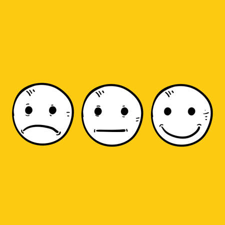 hand drawn doodle Quality and feedback emoticon illustration vector isolatedのイラスト素材