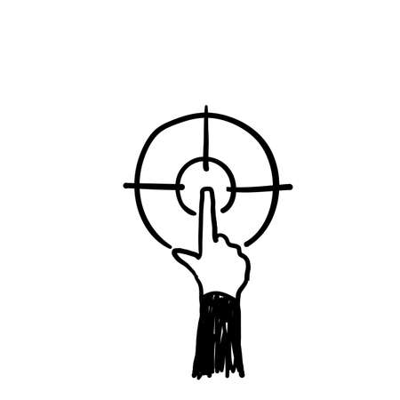 hand drawn doodle pointing target illustration symbol for Achievement, Business goal, Mission. isolatedのイラスト素材
