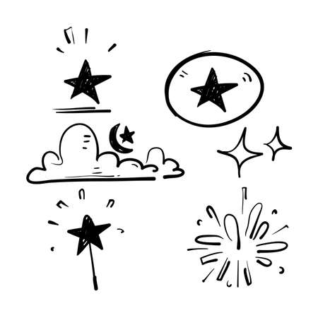 hand drawn doodle element illustration collection isolatedのイラスト素材