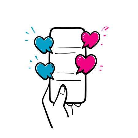hand drawn doodle love chat icon illustration vector isolatedのイラスト素材