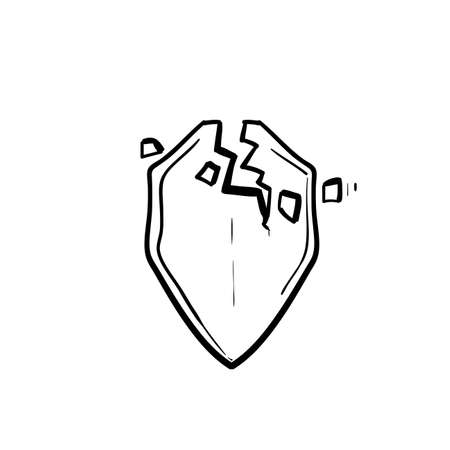 hand drawn doodle broken shield illustration vectorのイラスト素材
