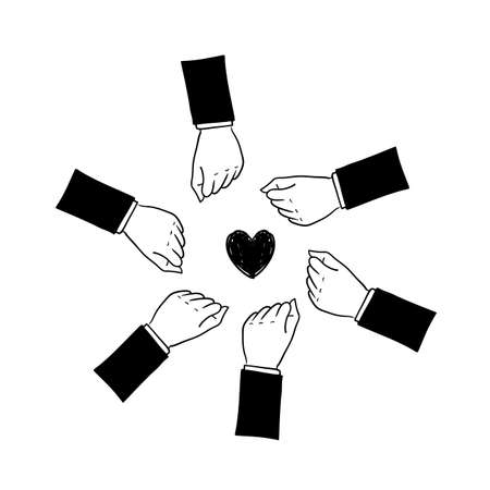 hand drawn doodle fist bump love illustration vectorのイラスト素材