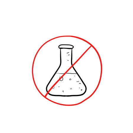 hand drawn doodle no chemical risk iconのイラスト素材