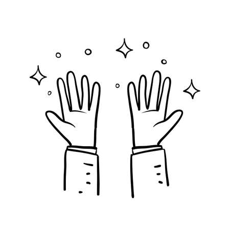 hand drawn doodle clean and shiny hand illustration vector isolatedのイラスト素材