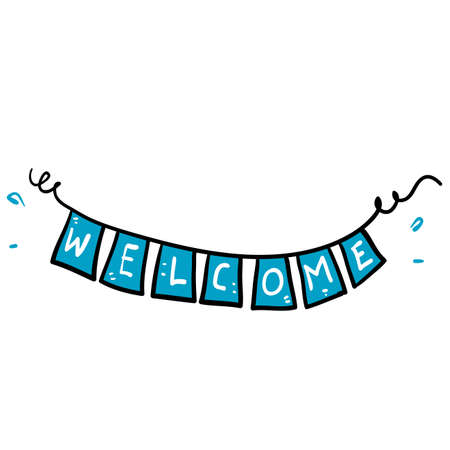 hand drawn doodle welcome banner or garland illustration vector isolatedのイラスト素材