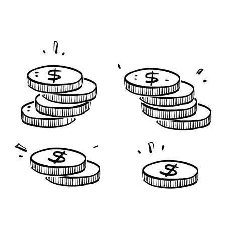 hand drawn doodle coin bank illustration vector isolatedのイラスト素材
