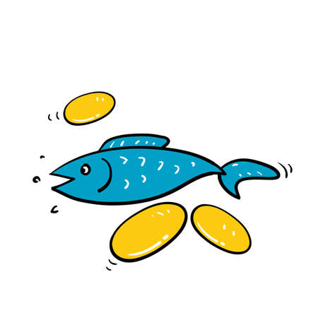 hand drawn doodle fish oil icon illustration vector isolatedのイラスト素材