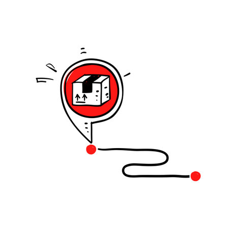 hand drawn doodle package location delivery icon illustration vectorのイラスト素材