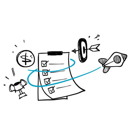 hand drawn doodle Project management related icon illustration vector isolatedのイラスト素材