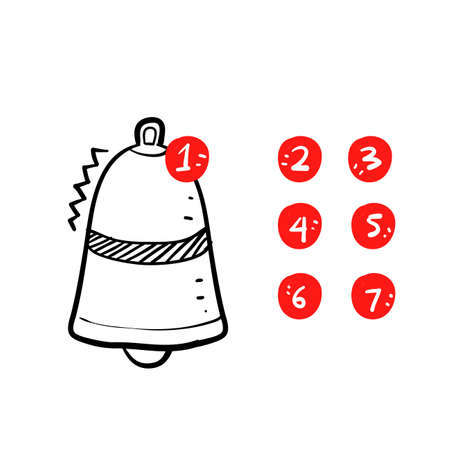 hand drawn doodle notification bell icon illustration vector isolatedのイラスト素材