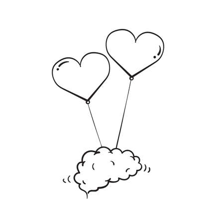 hand drawn doodle brain and love concept illustration vector isolatedのイラスト素材