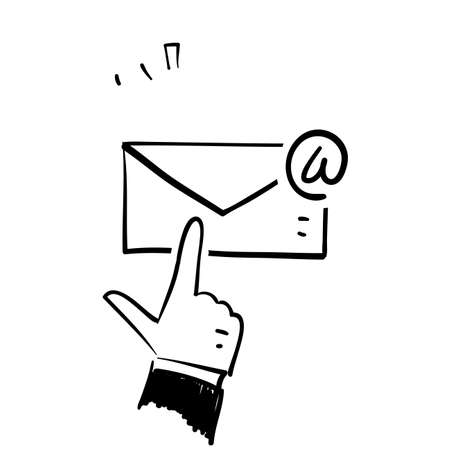 hand drawn doodle click email icon illustration vector isolatedのイラスト素材