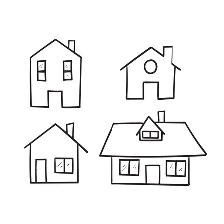 hand drawn doodle home icon illustration vector isolatedのイラスト素材