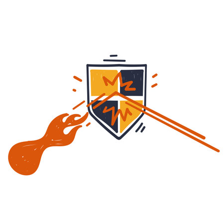 hand drawn doodle fireproof shield illustration vectorのイラスト素材