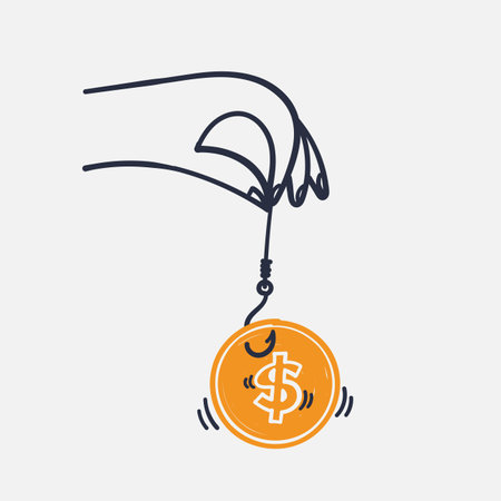 hand drawn doodle dollar money on fishing hook illustration vectorのイラスト素材