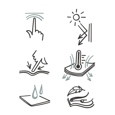 hand drawn doodle Simple Set of Fabric Properties symbol illustrationのイラスト素材