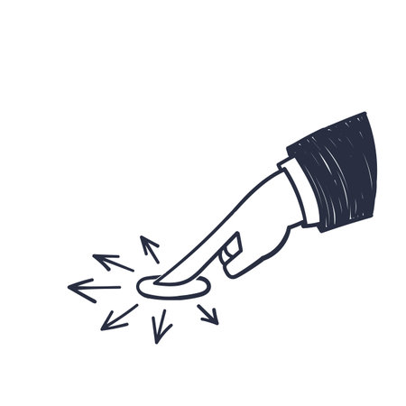 hand drawn doodle finger touch screen interaction icon illustrationのイラスト素材