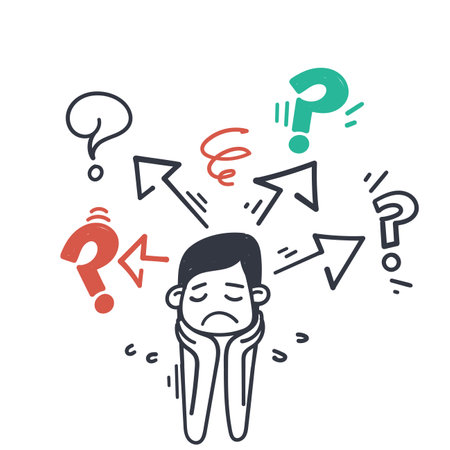 hand drawn doodle Confused person for choice illustration vector isolateのイラスト素材