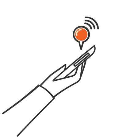 hand drawn doodle mobile phone with gps location pin illustration vectorのイラスト素材