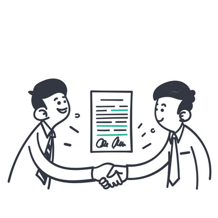 hand drawn doodle business contract deal agreement illustrationのイラスト素材