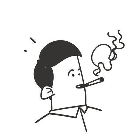 hand drawn doodle a man is smoking a cigarette illustrationのイラスト素材