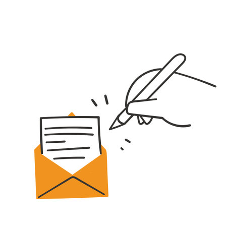 hand drawn doodle message writing on envelope icon illustration vectorのイラスト素材