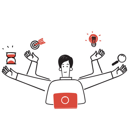 hand drawn doodle multifunctional worker illustration vector isolatedのイラスト素材