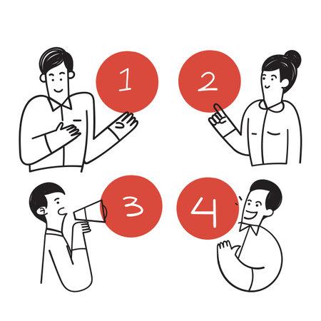hand drawn doodle character with Circle number options infographic illustrationのイラスト素材
