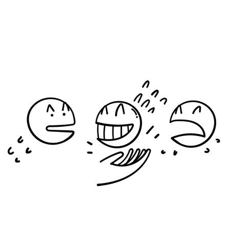 hand drawn doodle Happy customer choice emoticon illustration vectorのイラスト素材