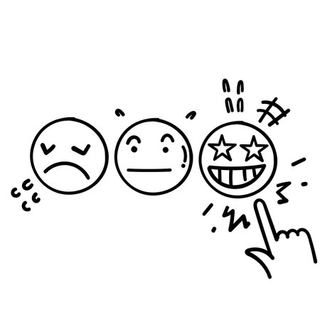 hand drawn doodle Happy customer choice emoticon illustration vectorのイラスト素材