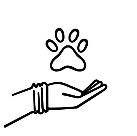 hand drawn doodle hand holding animal paw illustration vectorのイラスト素材
