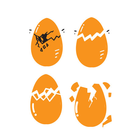 hand drawn doodle broken egg illustration vector isolatedのイラスト素材