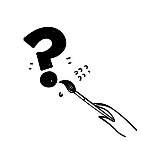 hand drawn doodle Hand writes question mark illustrationのイラスト素材
