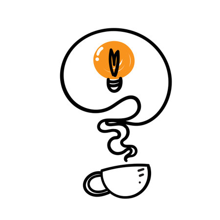 hand drawn doodle coffee with idea illustration vectorのイラスト素材